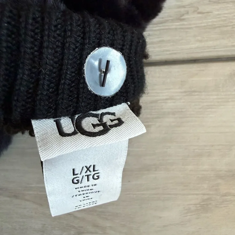 UGG Faux Fur Mittens Black L/XL NWT